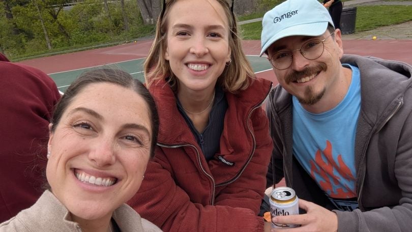 A photo of three Gynger employees together from a selfie angle 